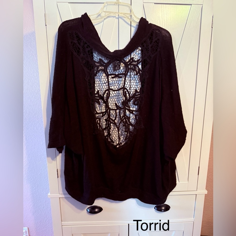 Torrid Black Lace Back Sweater Tunic